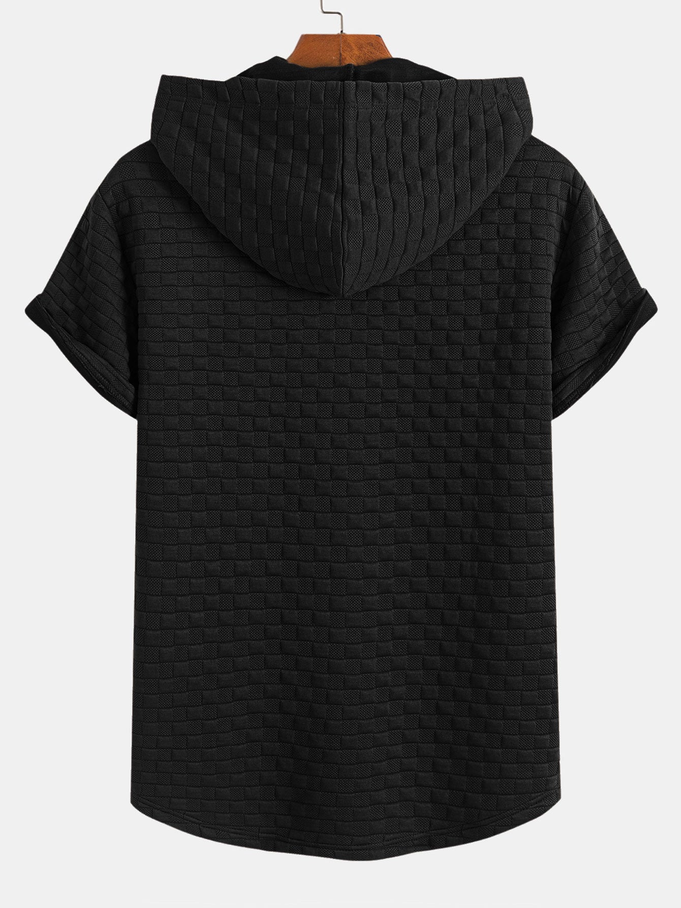 Checkerboard Jacquard Arc Hem Hooded T-Shirt & Shorts — North Row | Worn Look