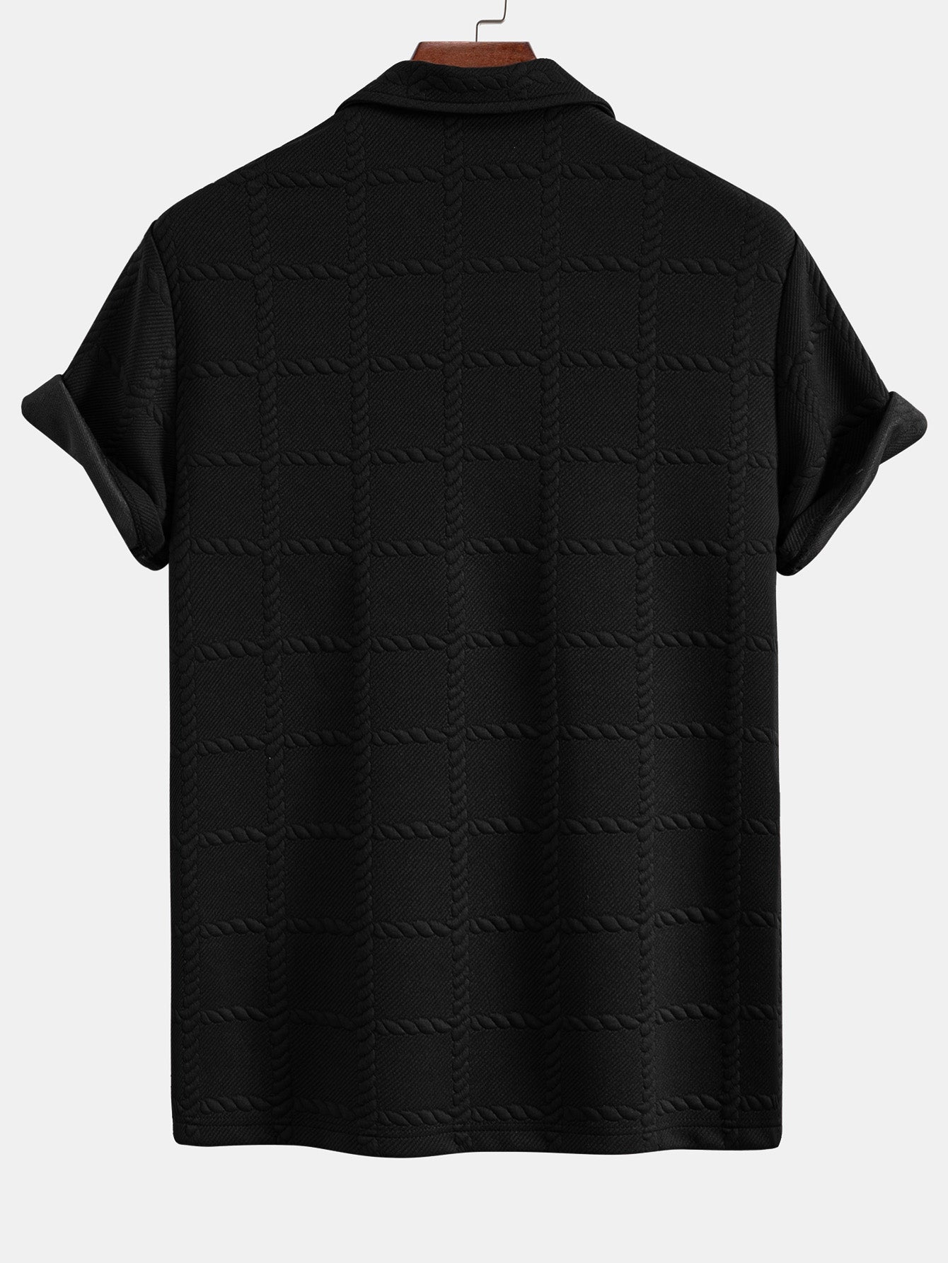 Checkered Jacquard Polo Shirt — North Row | Detail View