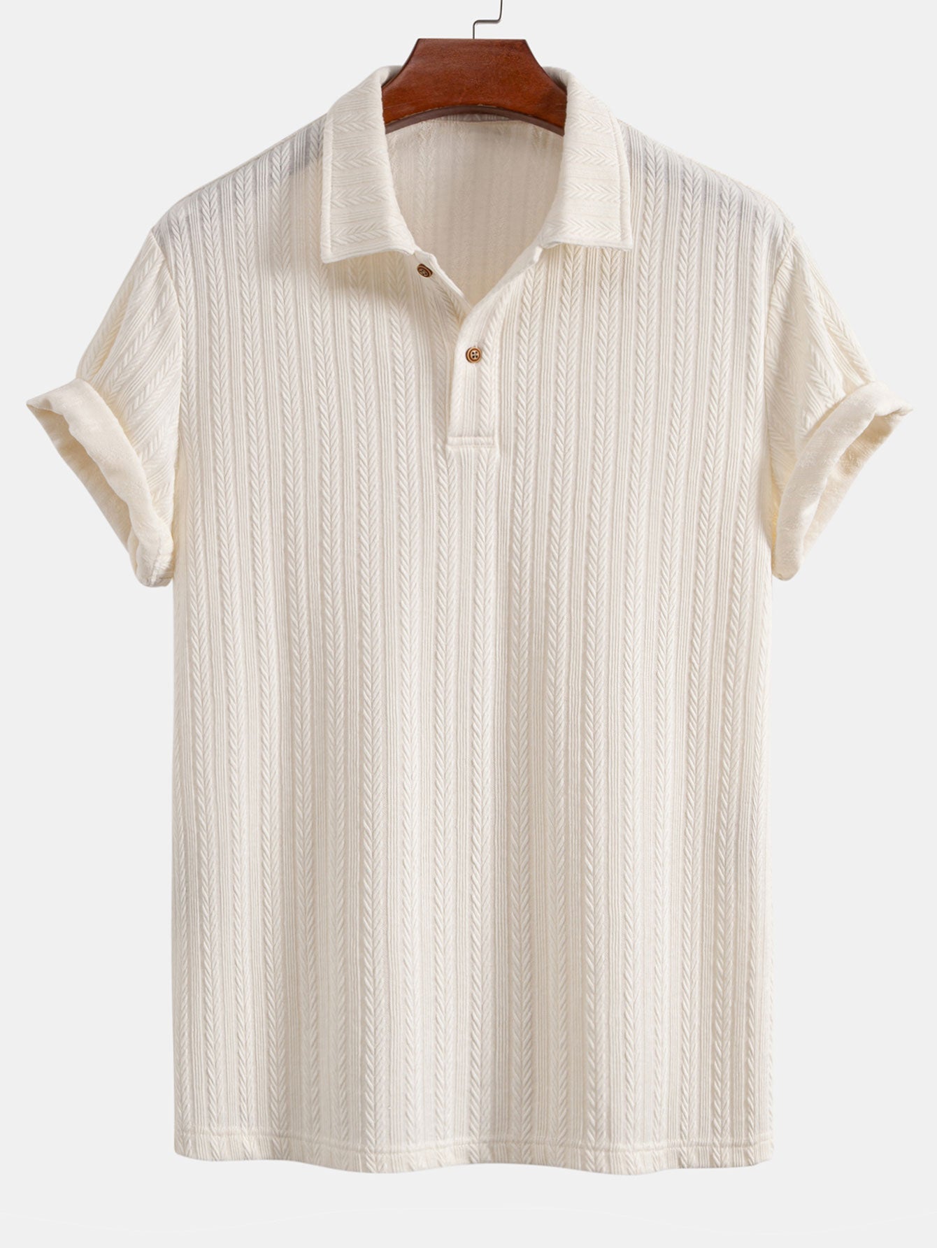 Wheat Ear Jacquard Polo Shirt — North Row | Back View