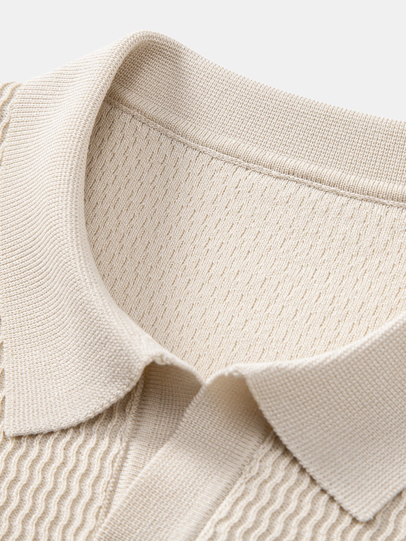 Wave Jacquard Knit V Neck Polo Shirt & Slim Fit Tapered Trousers — North Row | View 18