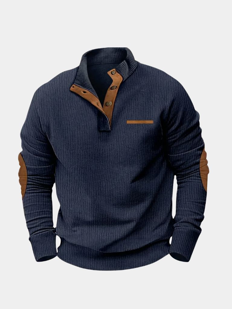 Monaco Casual Henley Pullover — North Row | Close-Up