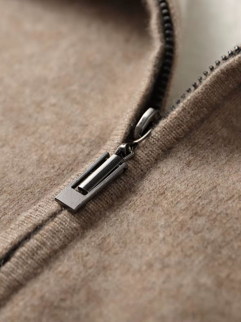 Belvoir Taupe Cashmere Set — North Row | Close-Up