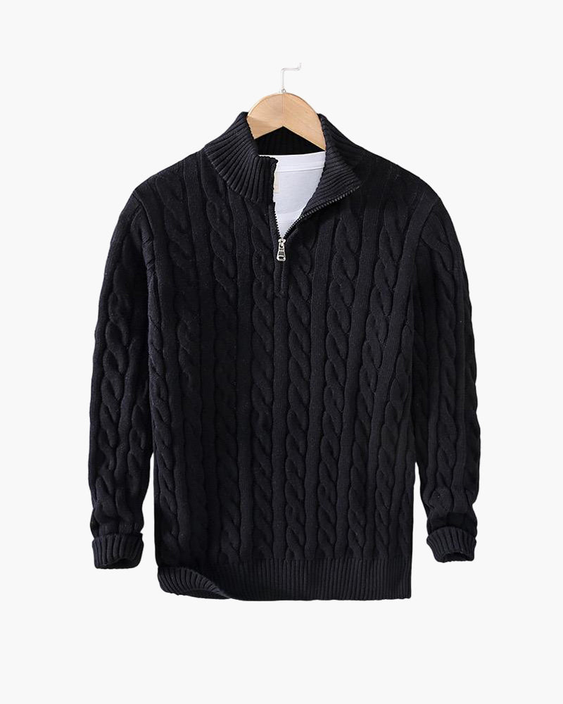 Cable Zipped Cable Sweater — North Row | Texture Detail