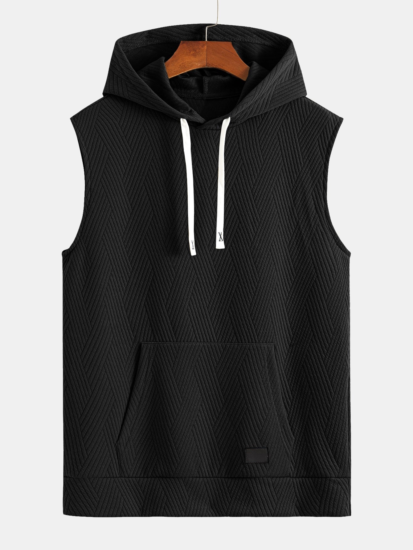 Striped Jacquard Sleeveless Hooded T-Shirt & Shorts — North Row | Texture Detail