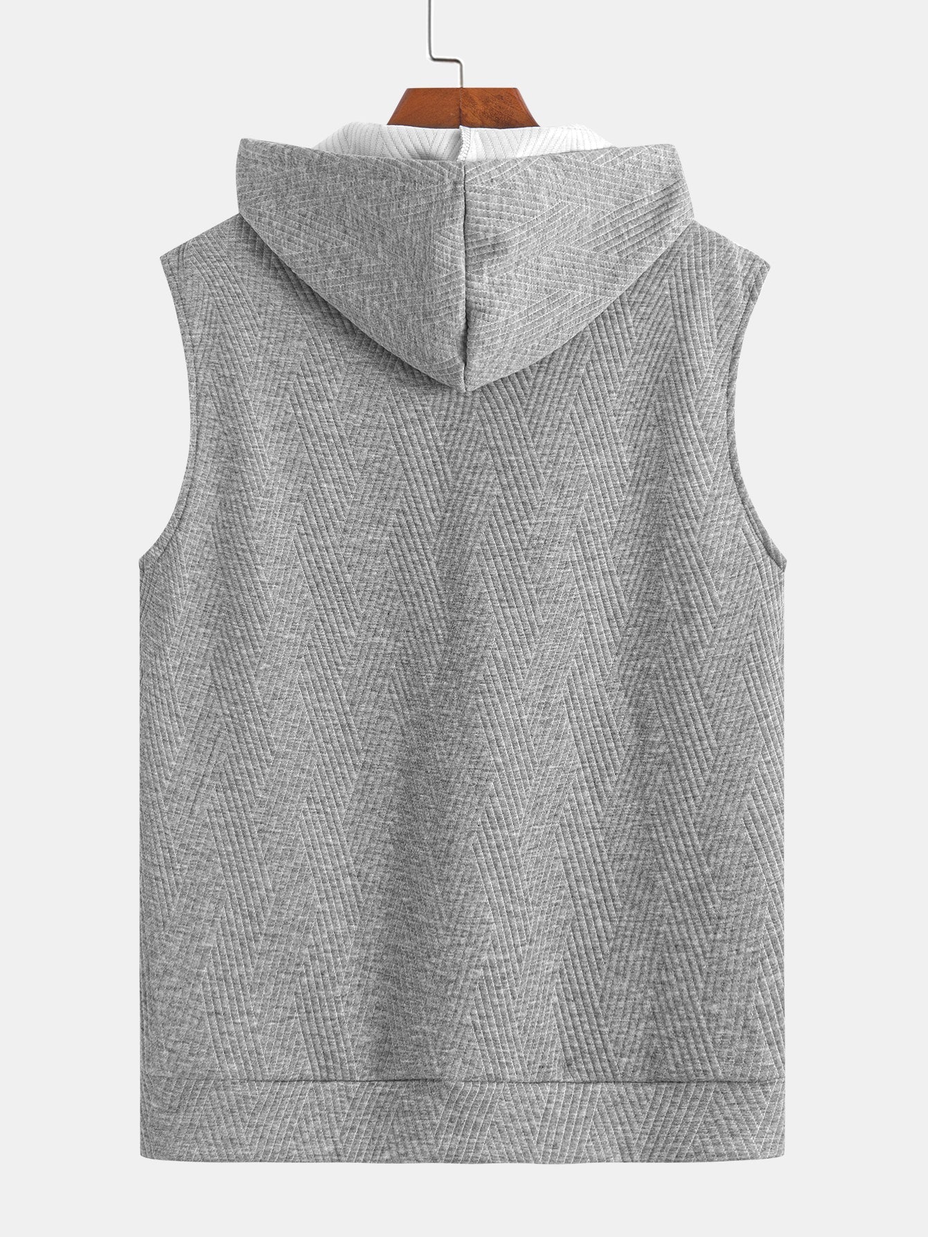 Striped Jacquard Sleeveless Hooded T-Shirt & Shorts — North Row | Model Wearing