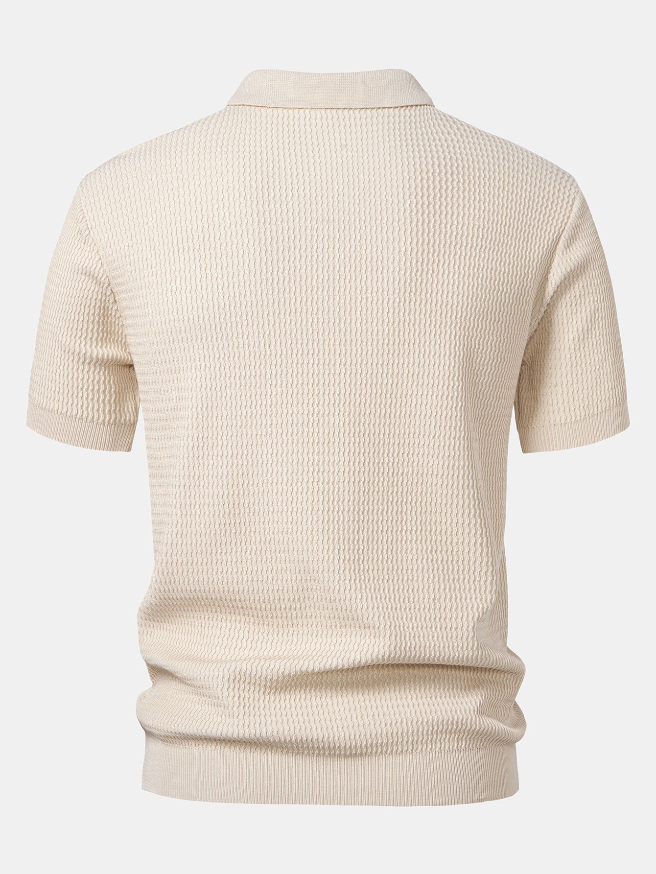 Wave Jacquard Knit V Neck Polo Shirt & Slim Fit Tapered Trousers — North Row | Worn Look