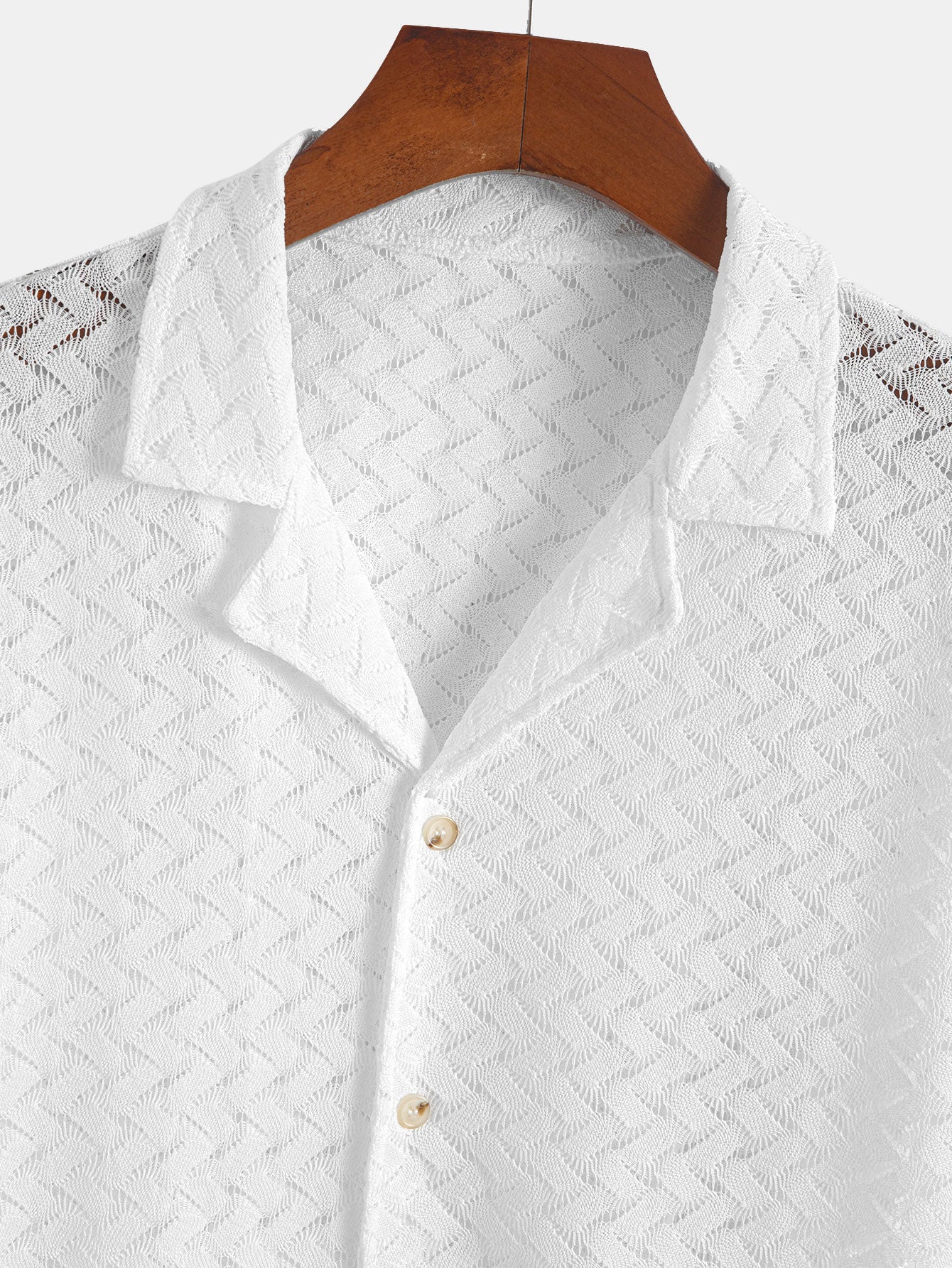 Hollow Out Textured Cuban Shirt — North Row | Back View