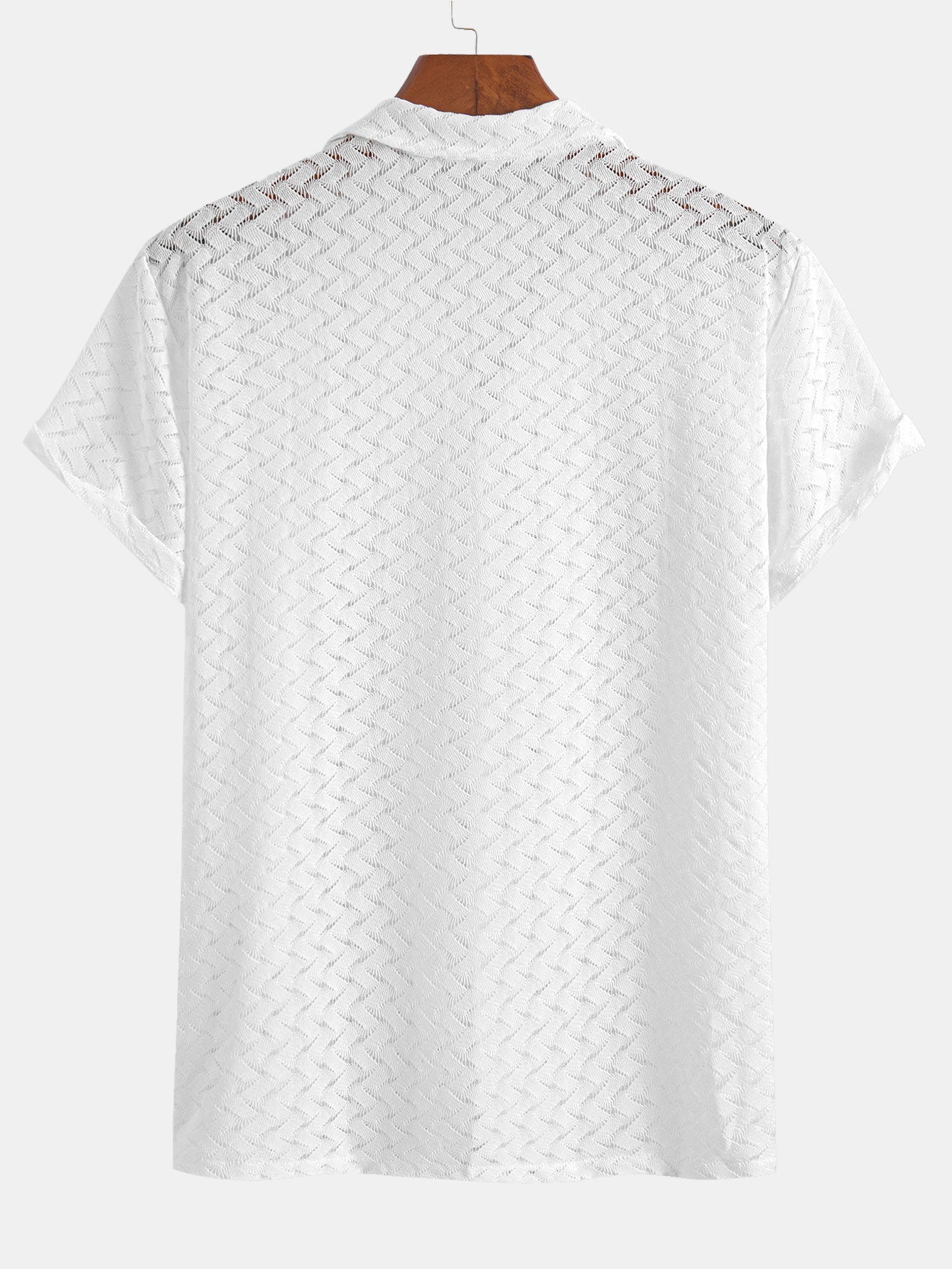 Hollow Out Textured Cuban Shirt — North Row | Side View