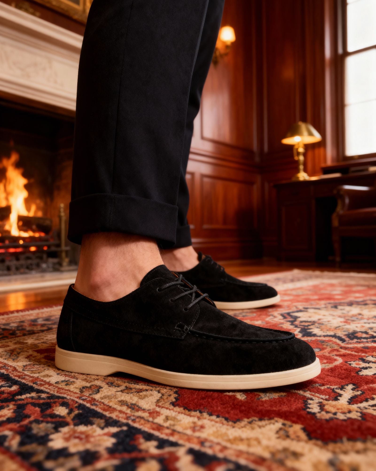 Premium Suede Lace Shoes — North Row | Full Length