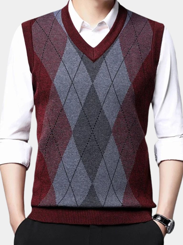 Academic Essential Knit Vest — North Row | Collar Detail