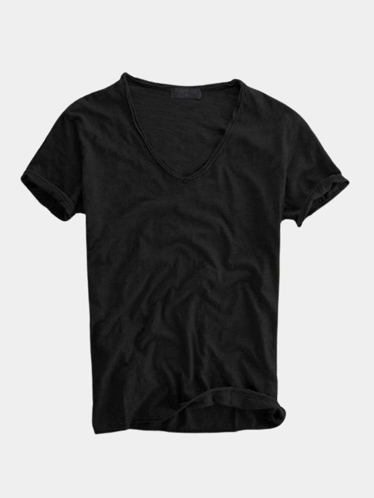 Albo Classic Linen V Neck T-Shirt — North Row | Flat Lay