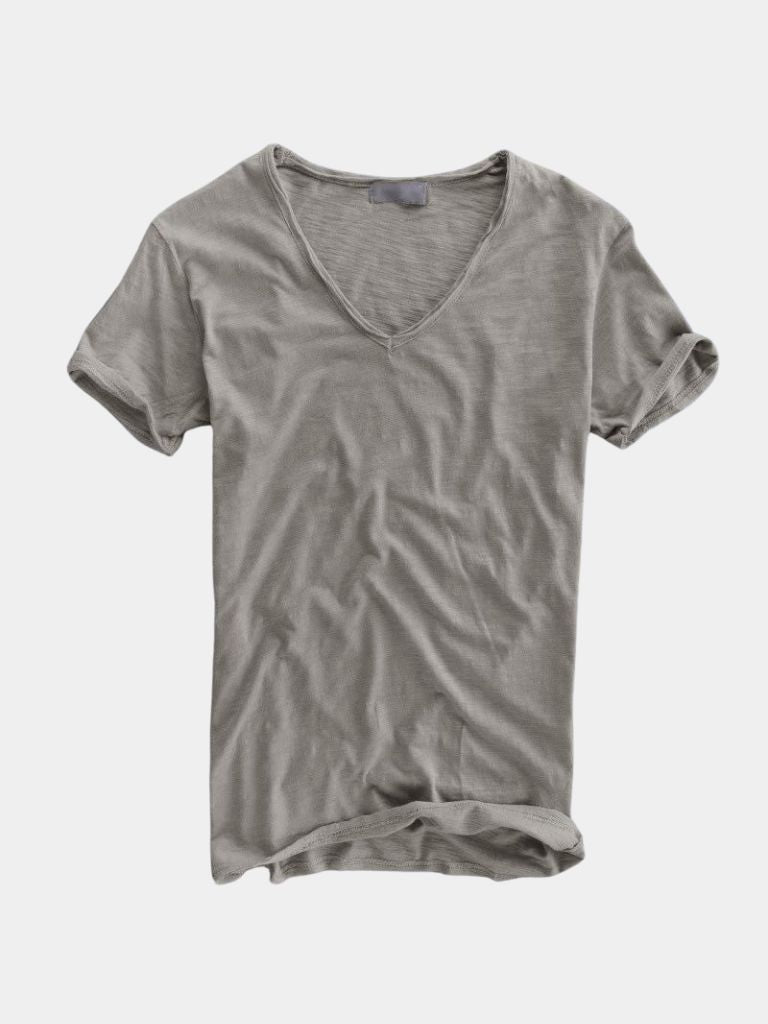 Albo Classic Linen V Neck T-Shirt — North Row | Worn Look