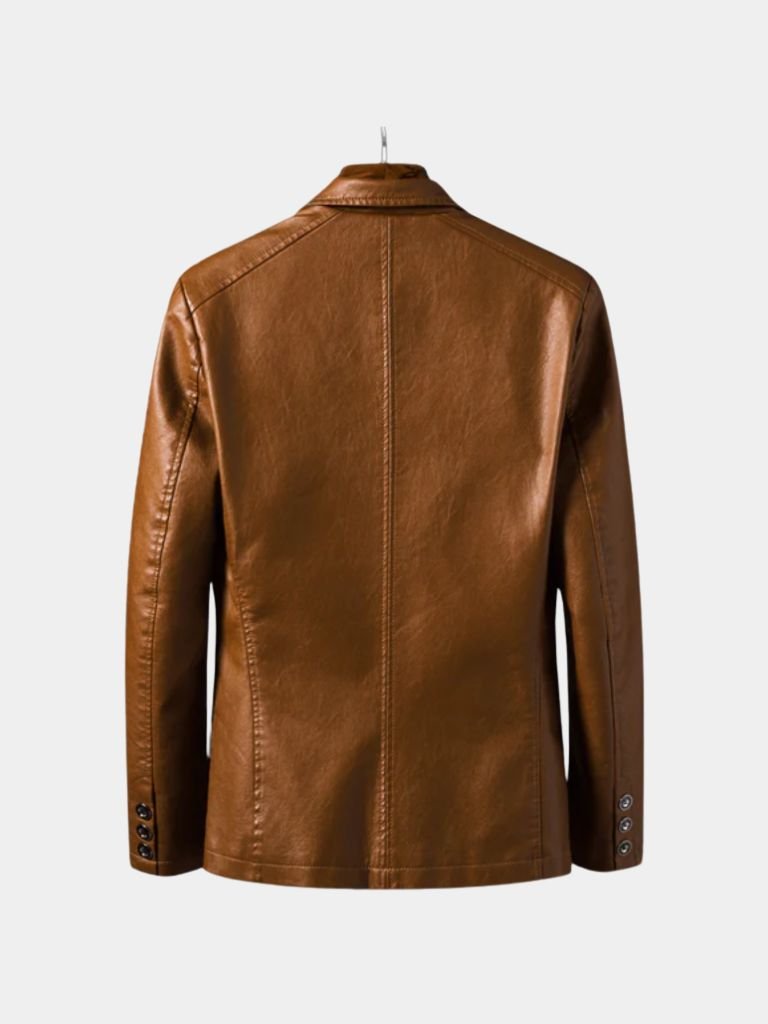 Bold Caramel Leather Jacket — North Row | Collar Detail