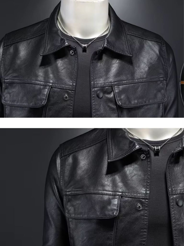 Bronze Rebel Leather Jacket — North Row | Close-Up