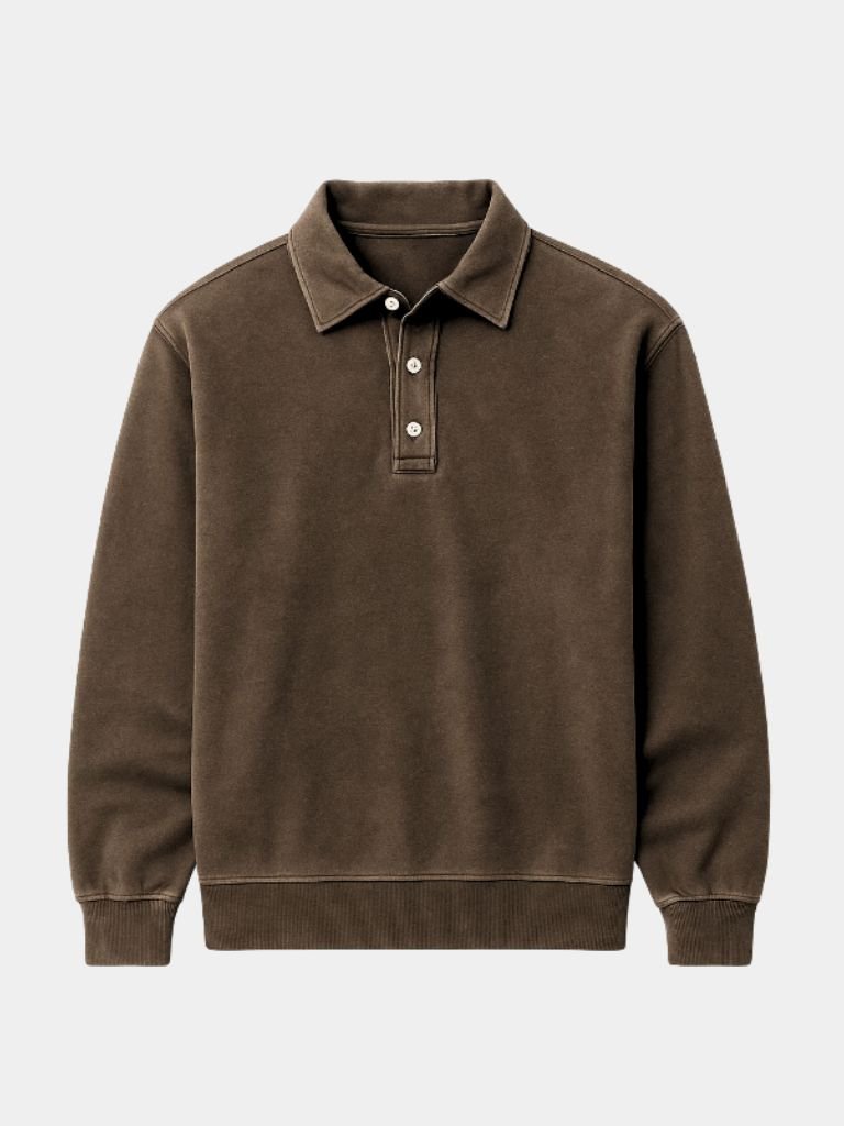 Canyon Mist Long Sleeve Polo Shirt — North Row | Flat Lay