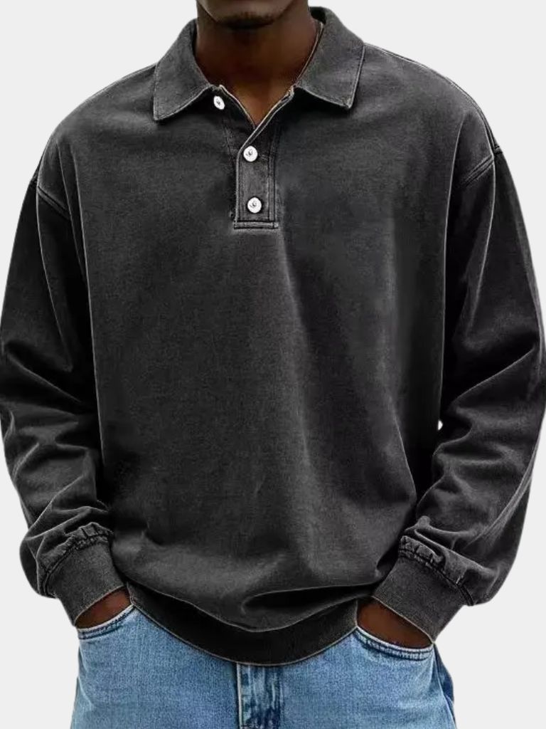 Canyon Mist Long Sleeve Polo Shirt — North Row | Detail View