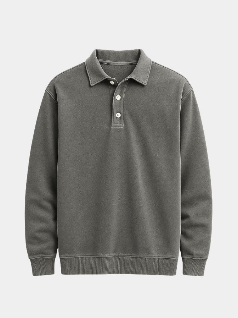 Canyon Mist Long Sleeve Polo Shirt — North Row | Texture Detail