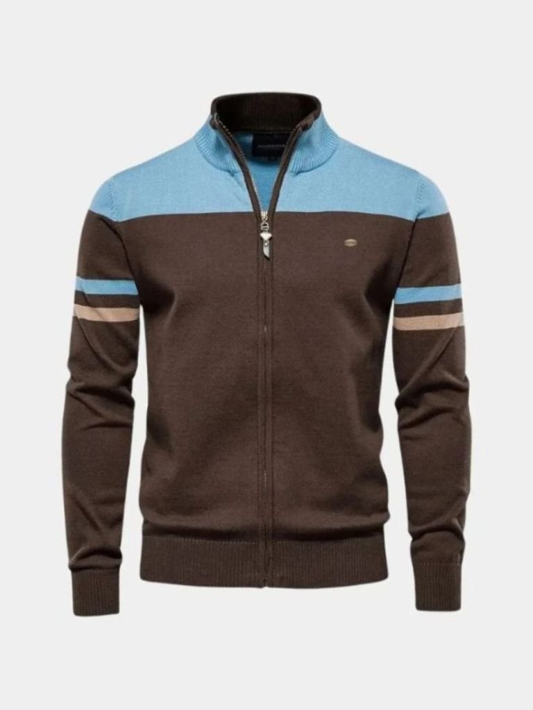 Cardigan Sweater Zipper Standing Collar Knitwear — North Row | Collar Detail