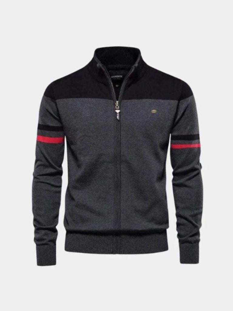 Cardigan Sweater Zipper Standing Collar Knitwear — North Row | Flat Lay