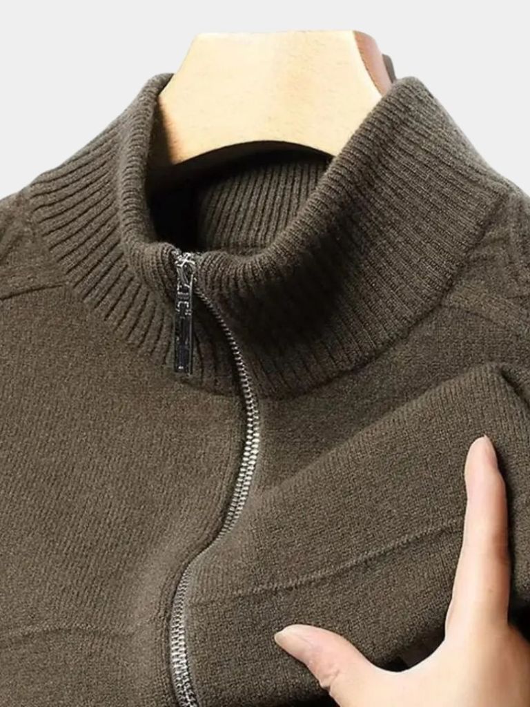 Cashmere Zip Sweater Knit Turtleneck — North Row | Detail View