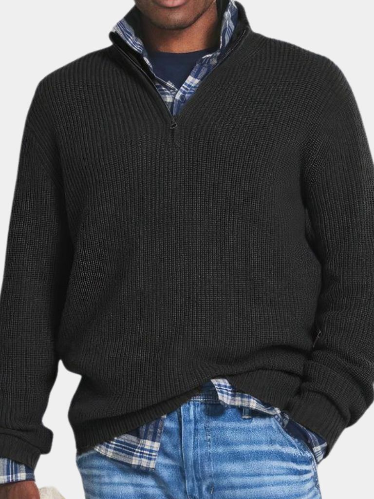 Classic Highland Quarter-Zip Sweater — North Row | Close-Up