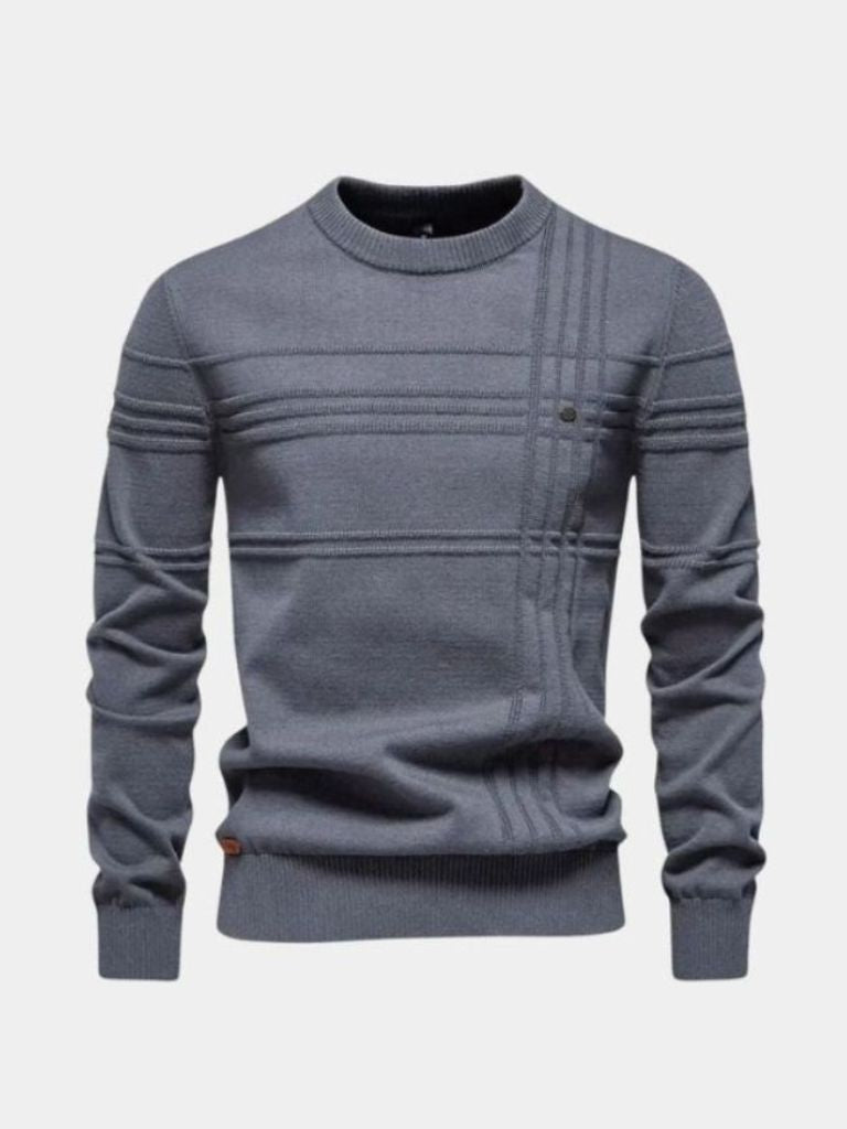 Cotton Knitted Stripped Crew Neck Pullover Sweater — North Row | Lifestyle