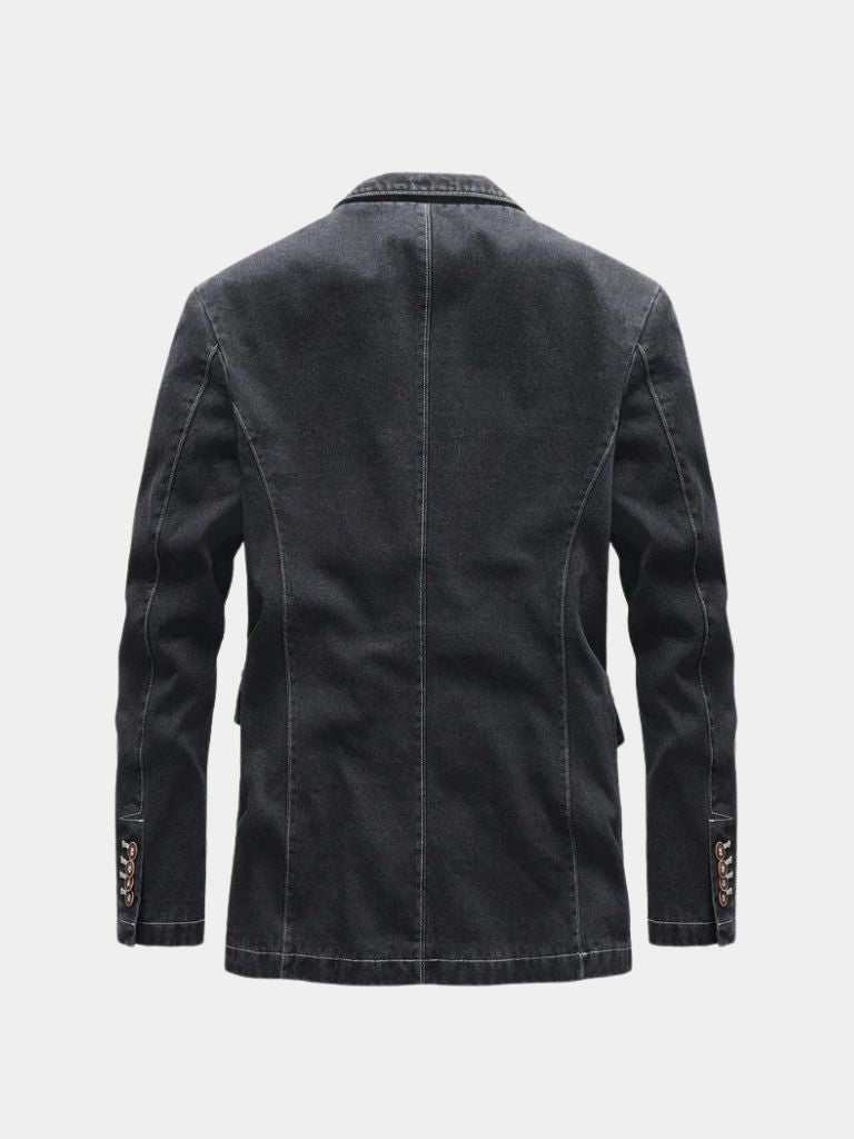 Denim Covenant Blazer Jacket — North Row | Texture Detail