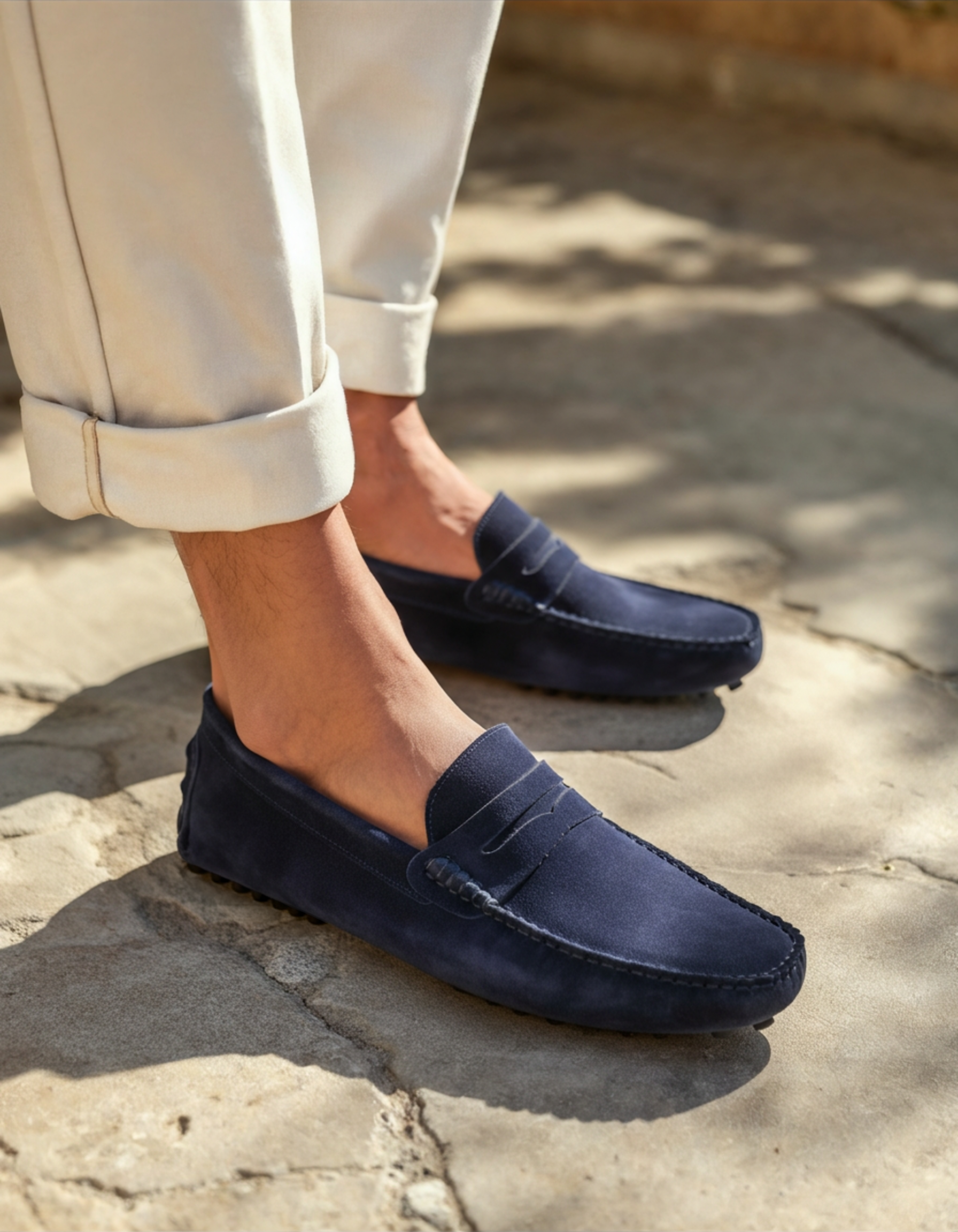 Suede Driver Loafers — North Row | Front View