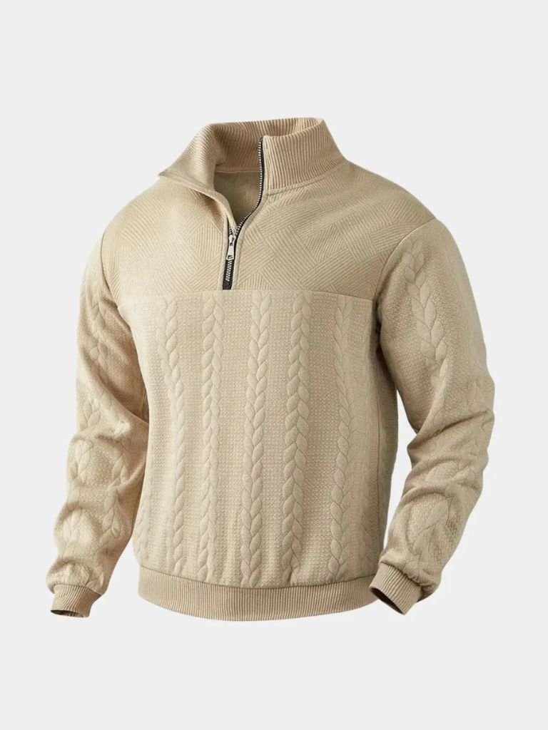 Essential Henley High Collar Quarter Zip Pullover — North Row | Front View