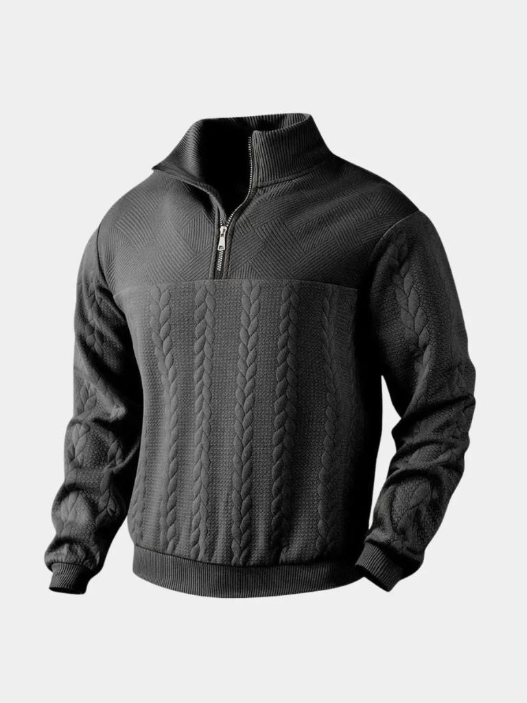 Essential Henley High Collar Quarter Zip Pullover — North Row | Full Length