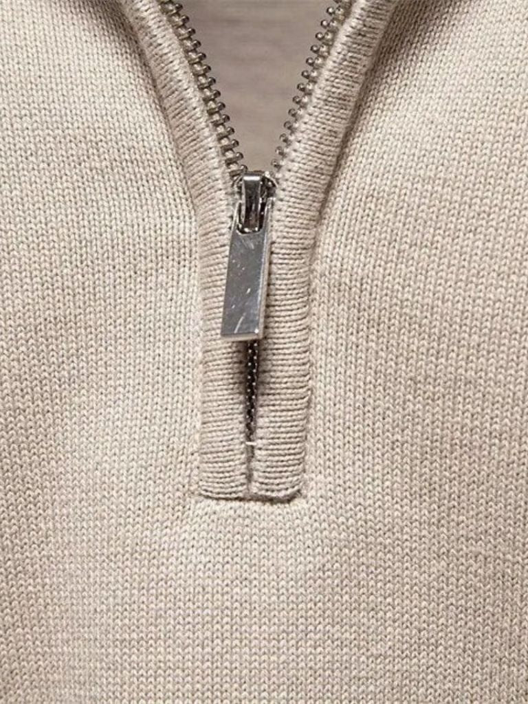Half Zip Knitwear Solid Color Cardigan Sweater — North Row | Detail View