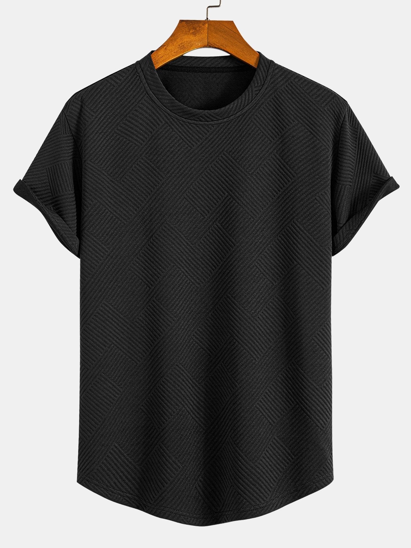 Short Sleeve Stripe Jacquard Arc Hem T-Shirt — North Row | Back View