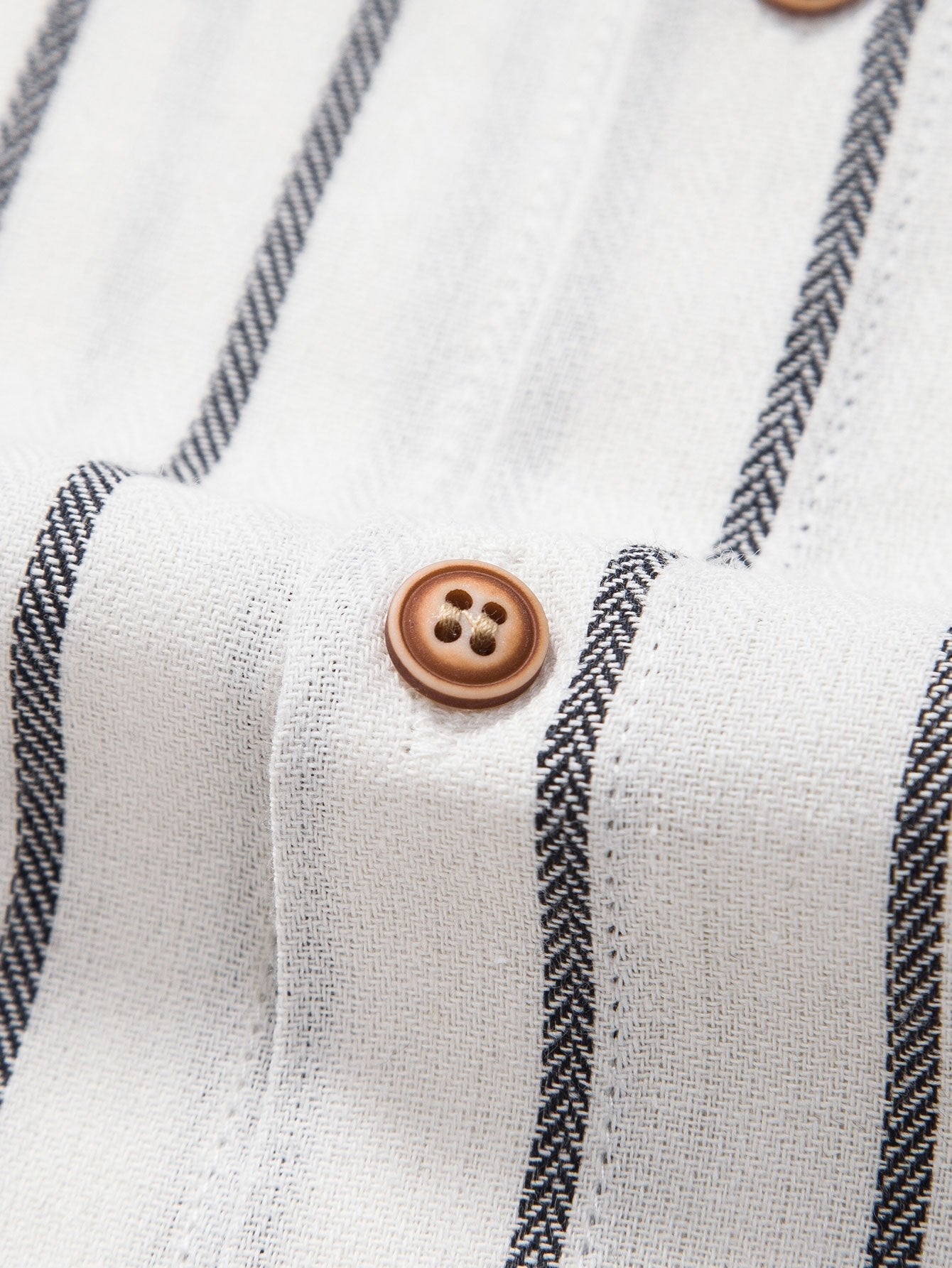 Cotton Blend Striped Button Up Shirt — North Row | Texture Detail