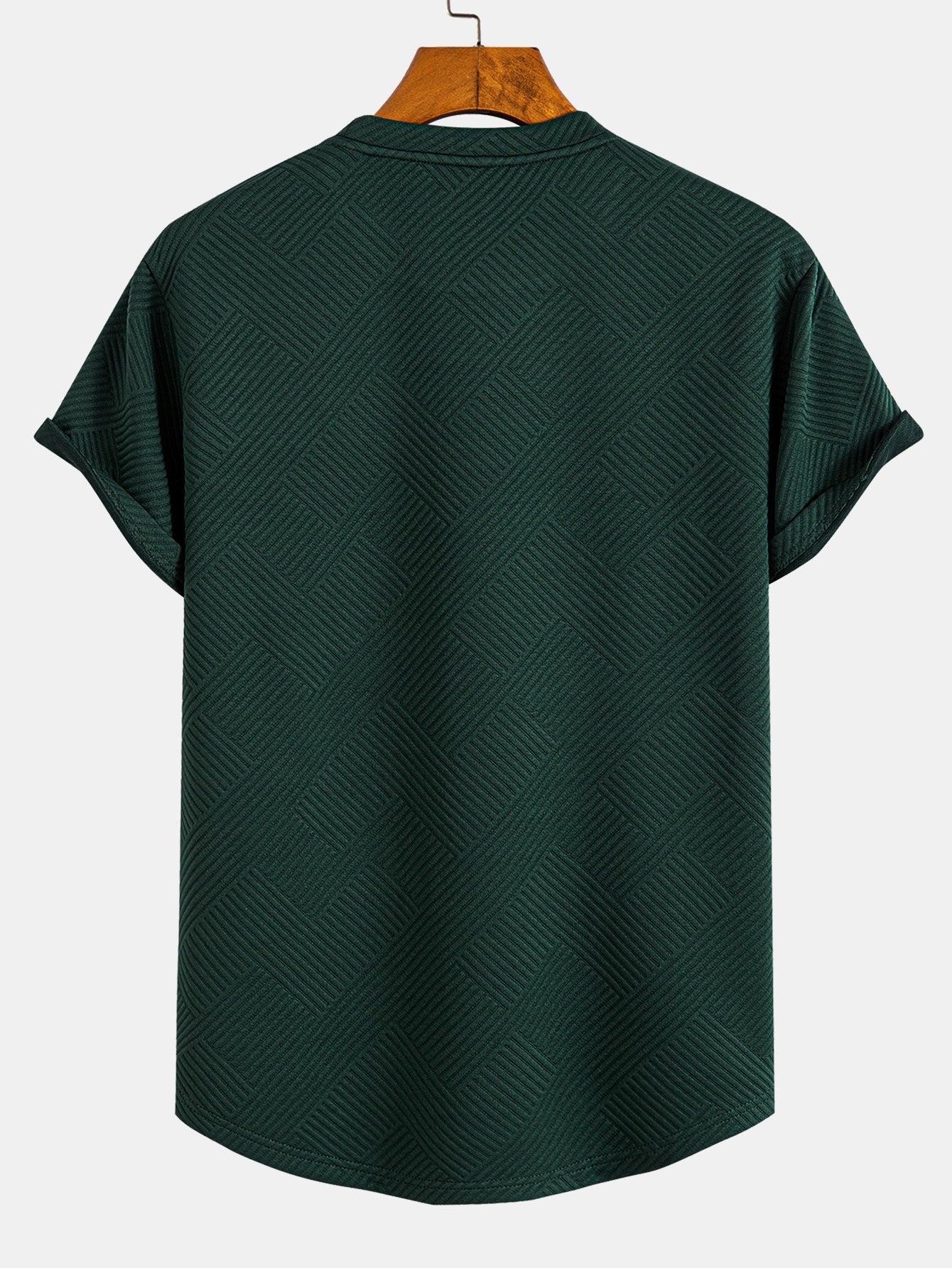 Short Sleeve Stripe Jacquard Arc Hem T-Shirt — North Row | Side View