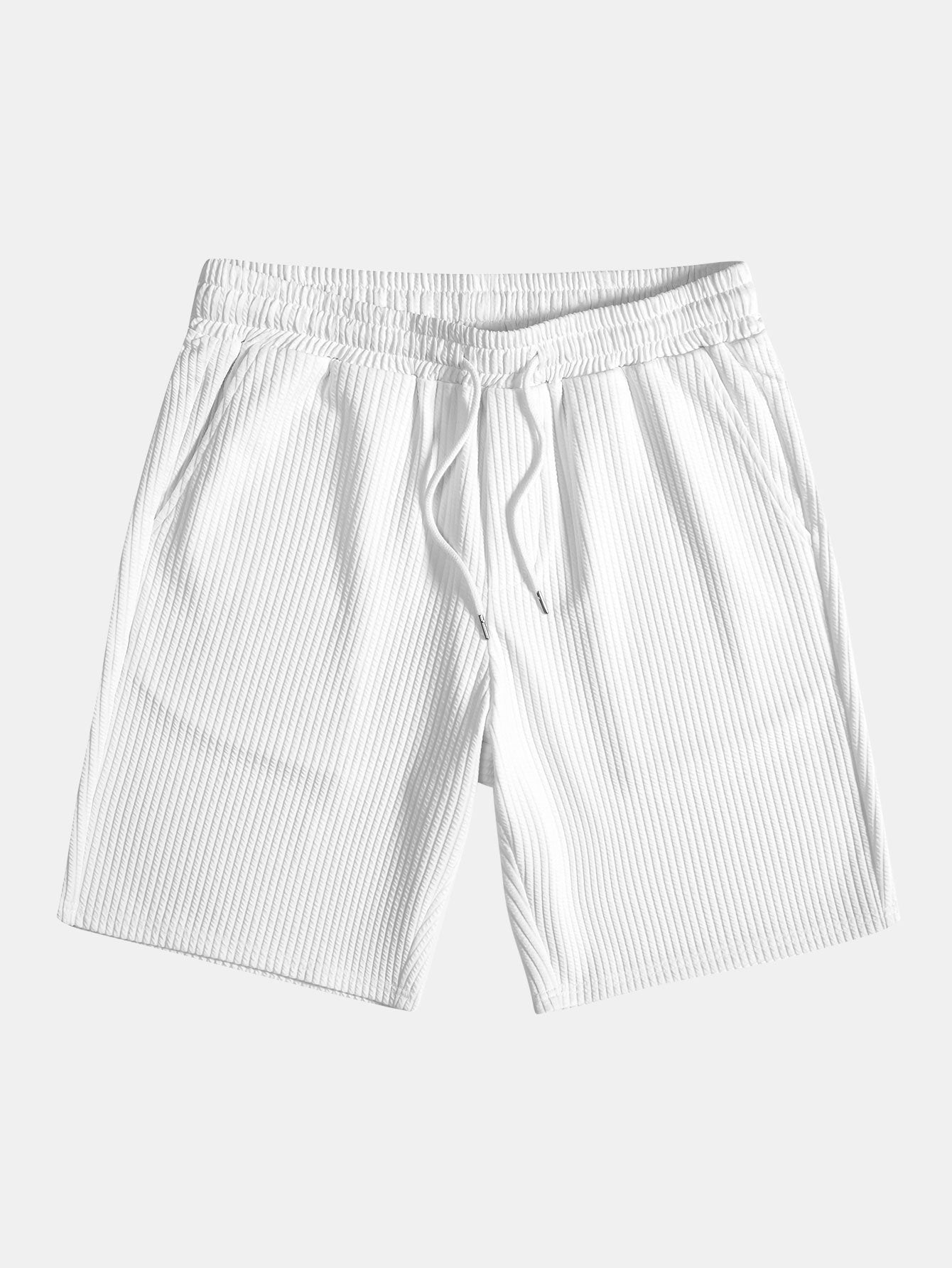 Muscle Fit Ribbed Stand Collar Shirt & Shorts — North Row | View 20