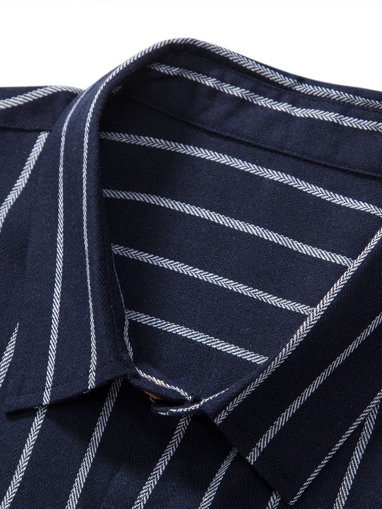 Cotton Blend Striped Button Up Shirt — North Row | Close-Up