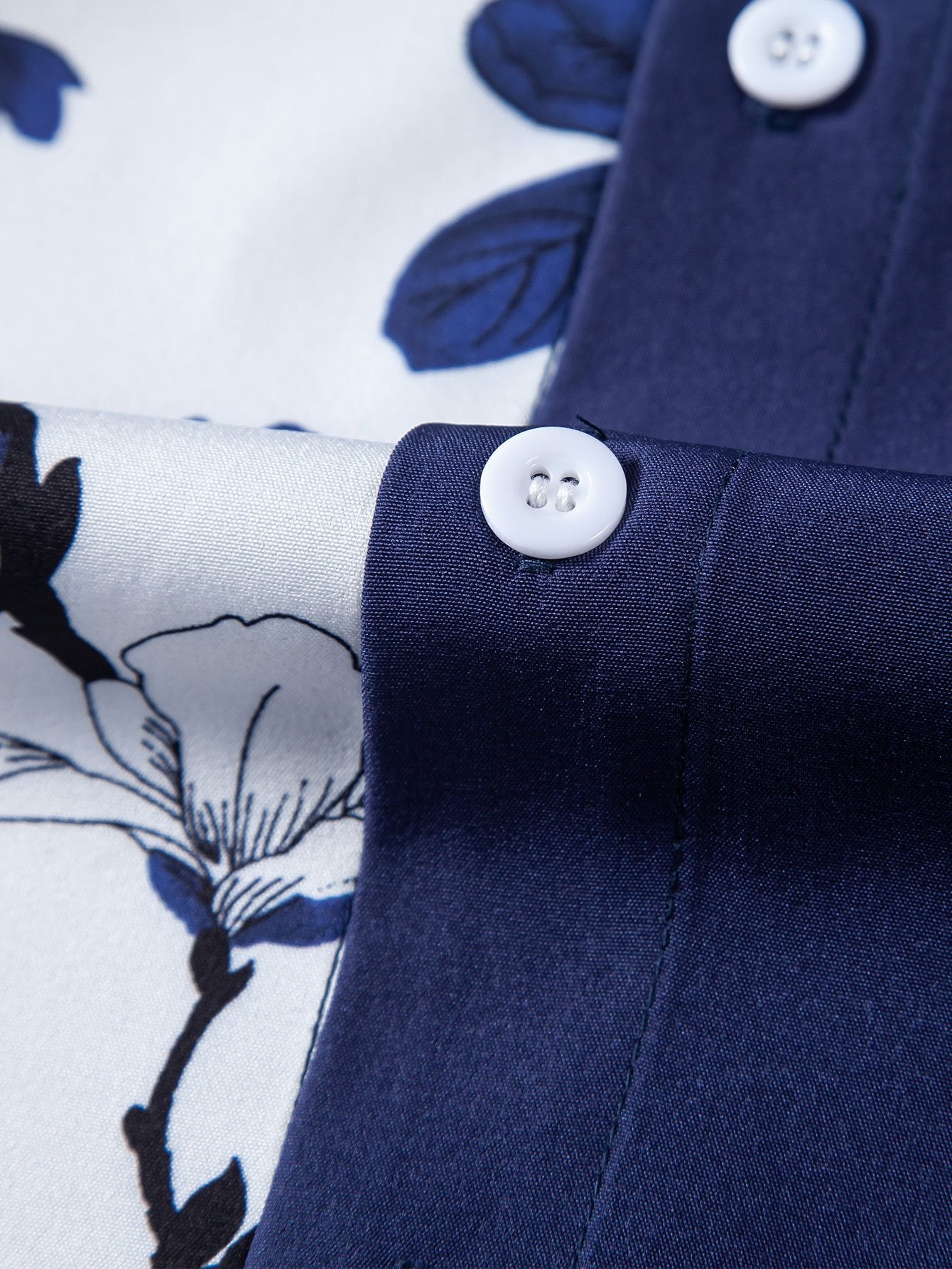 Floral Patchwork Print Button Up Shirt — North Row | Close-Up