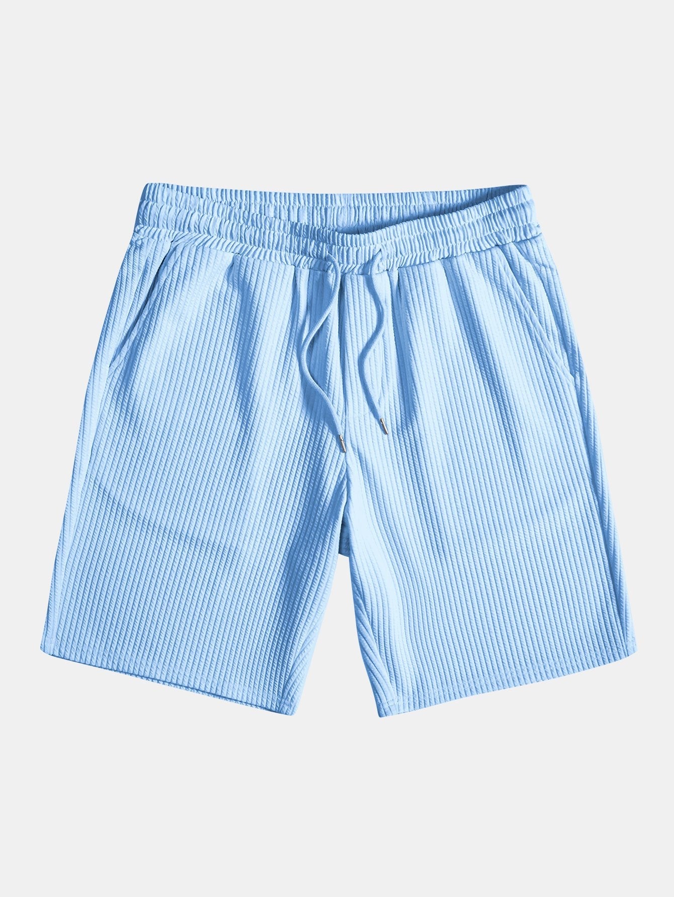 Muscle Fit Ribbed Stand Collar Shirt & Shorts — North Row | View 16