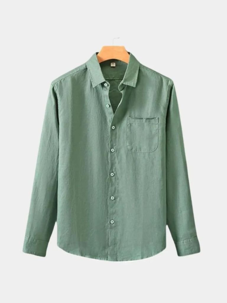 Long Sleeve Essential Linen Shirt — North Row | Side View
