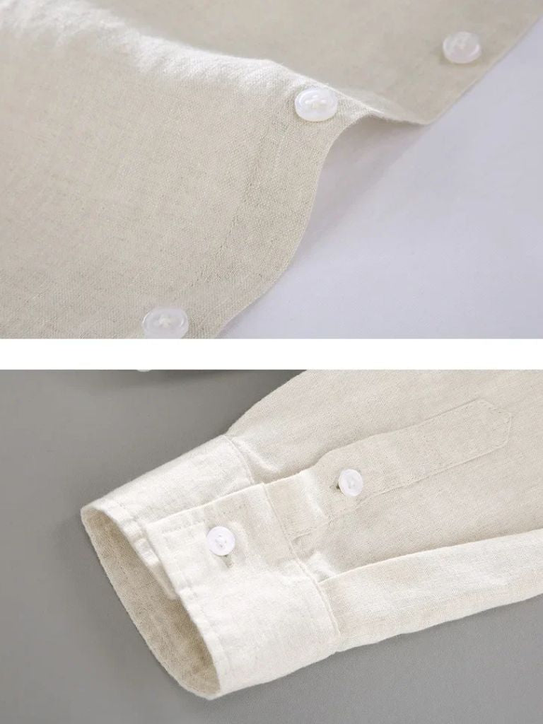 Long Sleeve Essential Linen Shirt — North Row | Close-Up