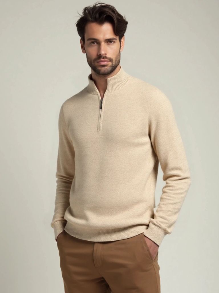 Merino Half Zip Sweater — North Row | Detail View