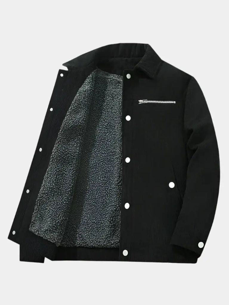 Minimalist Corduroy Sherpa Jacket — North Row | Collar Detail