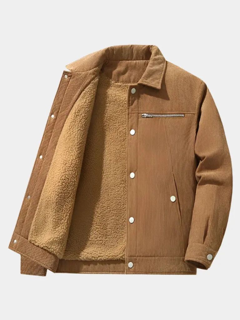 Minimalist Corduroy Sherpa Jacket — North Row | Detail View