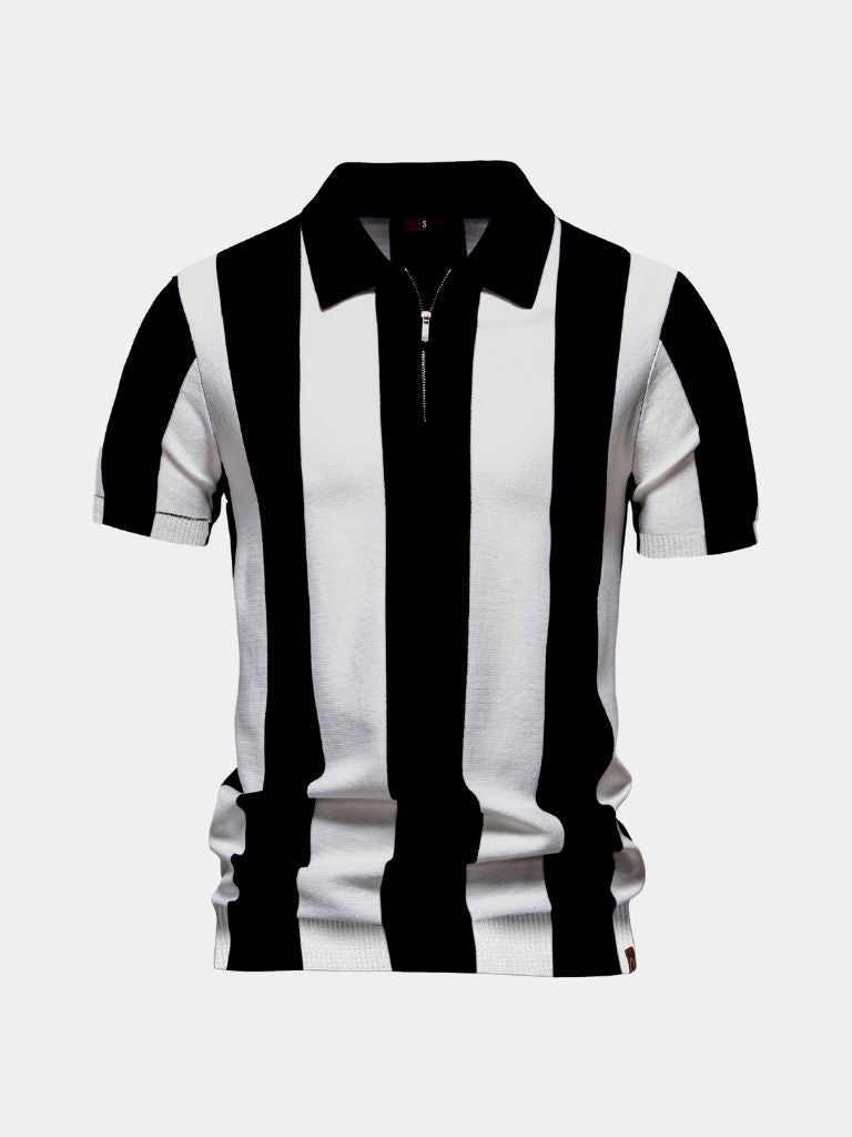 Navy Stripe Polo — North Row | Flat Lay