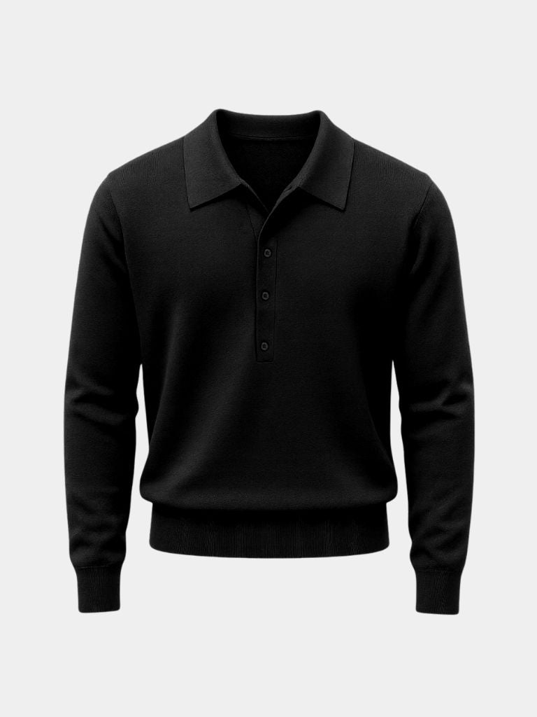 Old Money Knit Polo Pullover — North Row | Close-Up