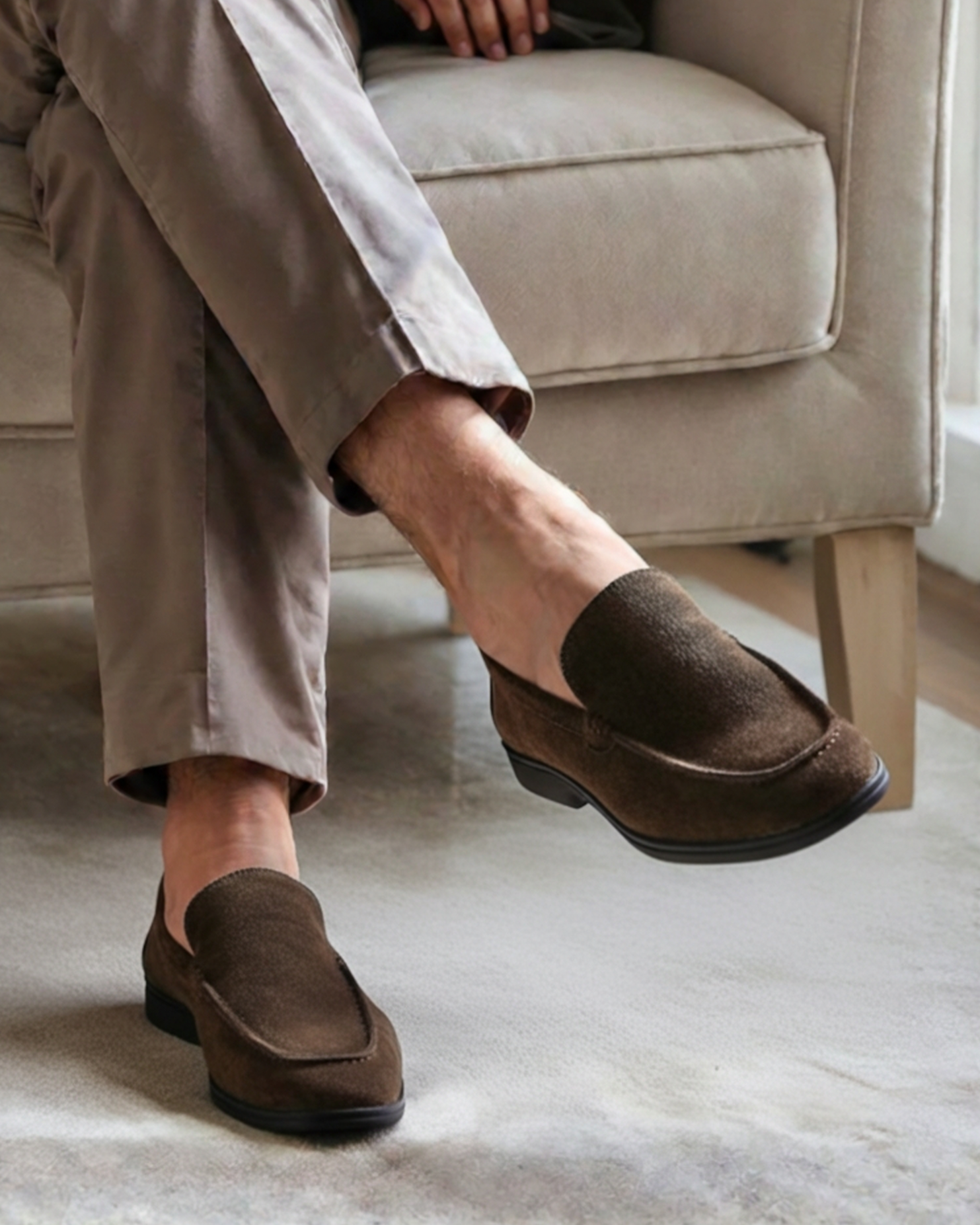 Premium Suede Loafers — North Row | Front View