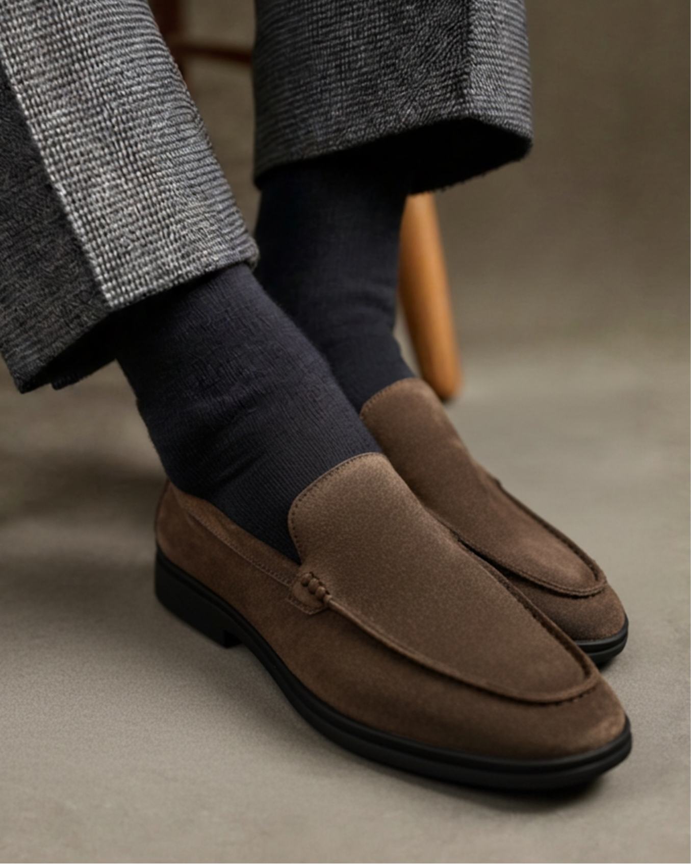 Premium Suede Loafers — North Row | Back View