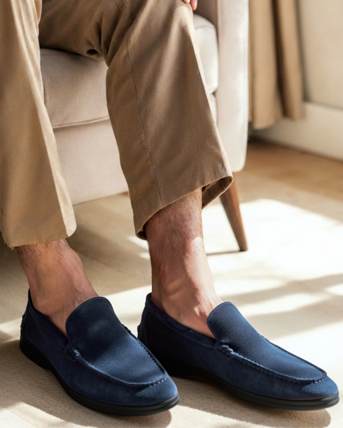 Premium Suede Loafers — North Row | Model Wearing