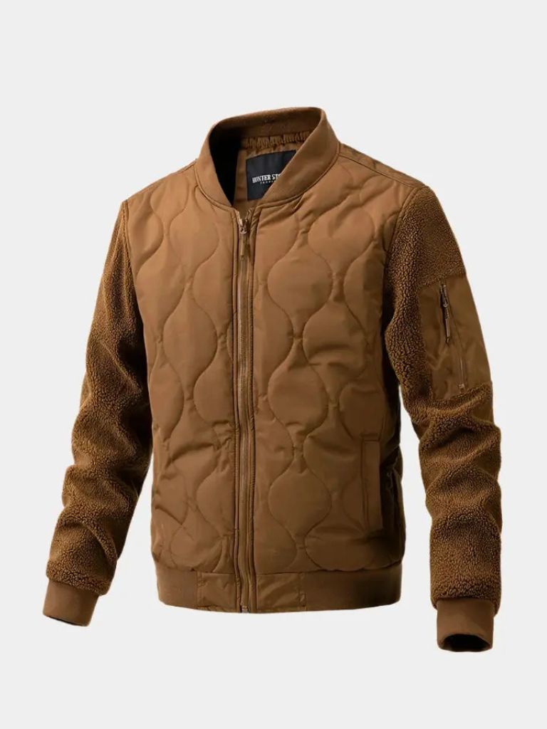 Sherpa Sleeves Padded Bomber Jacket — North Row | Model Wearing