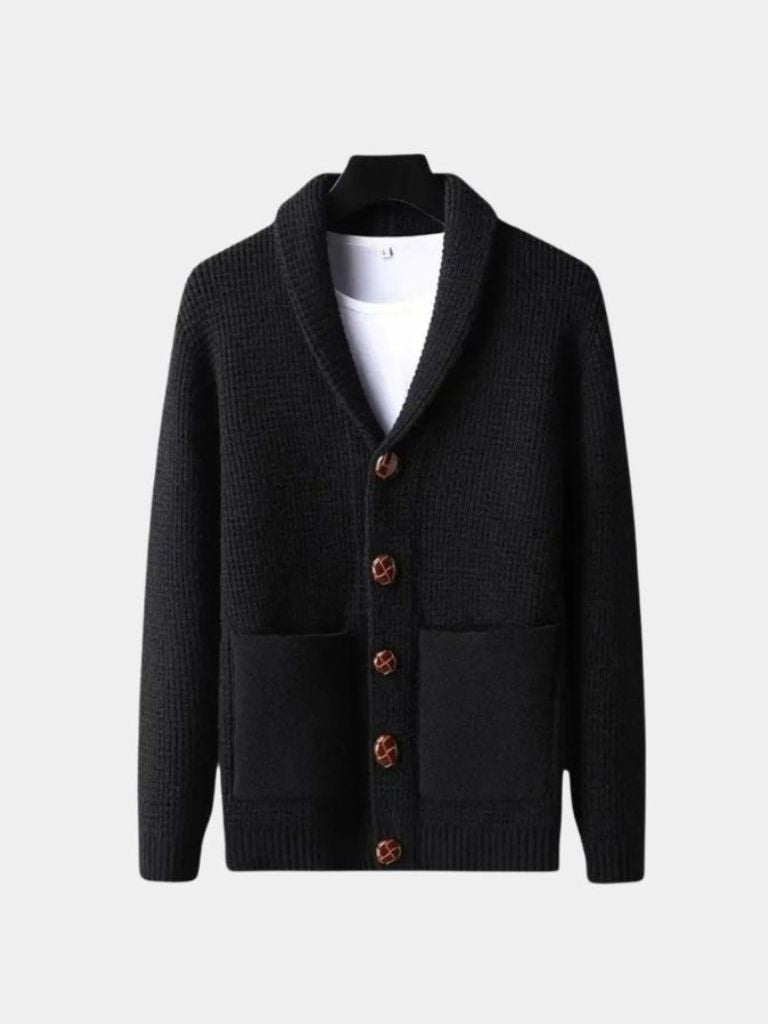 Sophisticated Winter Wool Cardigan — North Row | Collar Detail